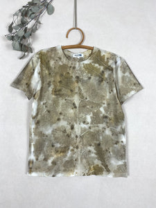 Hand dyed T-shirt - Oak Leaves' imprint Natural