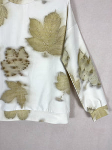 Hand dyed Sweetshirt - Maple leaves' imprint Natural