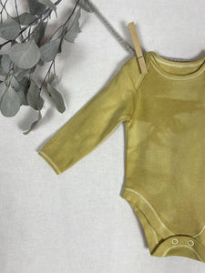 Hand dyed baby body - Yellow Natural 0-3 month