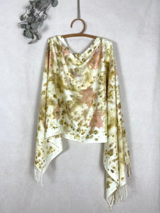 Naturally dyed cashmere scarf with Onion skins, Maple leaves, Goldenrod flowers