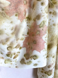 Naturally dyed cashmere scarf with Onion skins, Maple leaves, Goldenrod flowers