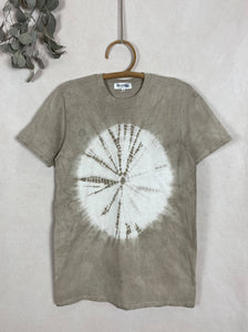 Hand dyed T-shirt - Grey Shibori Natural