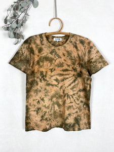 Hand-dyed T-shirt - Brown Khaki Tie-dye Natural