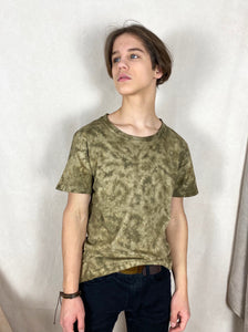 Hand-dyed T-shirt - Khaki Tie-dye Natural