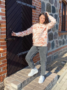 Natural Tie-dye sweetshirt - Brownie Red