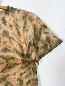 Hand-dyed T-shirt - Brown Khaki Tie-dye Natural
