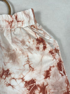 Hand dyed shorts - Red Tie-dye Natural
