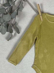 Hand dyed baby body - Yellow Natural 9-12 month