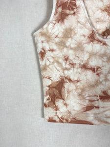 Hand dyed crop top - Red Tie-dye Natural