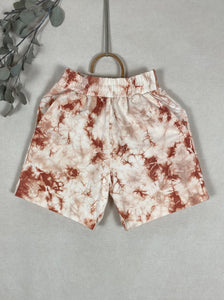 Hand dyed shorts - Red Tie-dye Natural