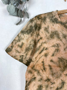 Hand-dyed T-shirt - Brown Khaki Tie-dye Natural