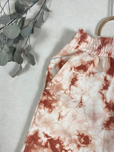 Hand dyed shorts - Red Tie-dye Natural