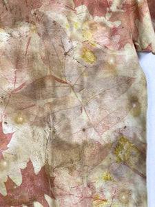 Hand dyed T-shirt - Maple, Oak, Walnut leaves' imprint Natural