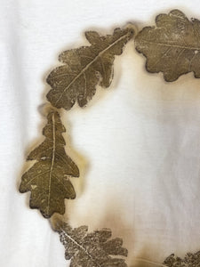 Hand dyed T-shirt - Oak Leaves' imprint Natural