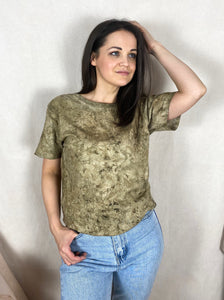 Hand-dyed T-shirt - Khaki Tie-Dye Natural