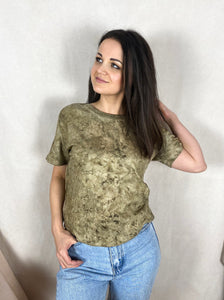 Hand-dyed T-shirt - Khaki Tie-Dye Natural