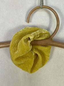 Naturally dyed Silk Velvet Scrunchy - Yellow Magic