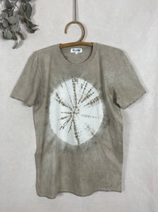 Hand dyed T-shirt - Grey Shibori Natural