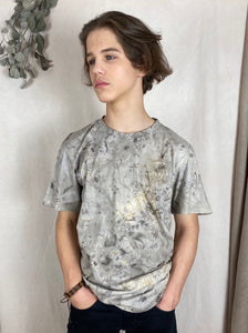 Hand dyed T-shirt - Grey Tie-dye Natural