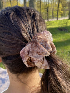 Naturally dyed Silk Velvet Scrunchy - Purple Pink Magic