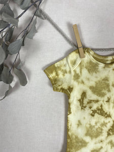 Hand dyed baby body - Yellow Tie-dye Natural 6-9 month