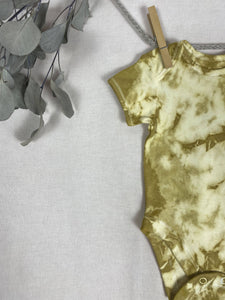 Hand dyed baby body - Yellow Tie-dye Natural 0-3 month
