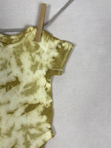 Hand dyed baby body - Yellow Tie-dye Natural 0-3 month