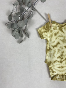 Hand dyed baby body - Yellow Tie-dye Natural 3-6 month