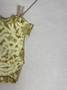 Hand dyed baby body - Yellow Tie-dye Natural 3-6 month