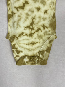 Hand dyed baby body - Yellow Tie-dye Natural 3-6 month