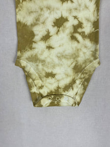 Hand dyed baby body - Yellow Tie-dye Natural 9-12 month