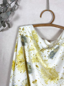 Naturally dyed cashmere scarf Cosmos, Marigold and Goldenrod flowers