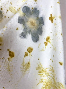 Naturally dyed cashmere scarf Cosmos, Marigold and Goldenrod flowers