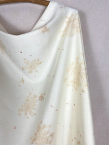 Naturally dyed cashmere scarf with Wild Carrot flowers and Madder roots