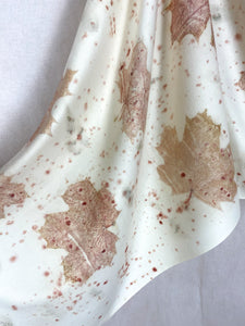 Naturally dyed cashmere scarf with Maple leaves, Red tulip petals and Madder