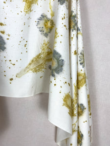 Naturally dyed cashmere scarf with Canadian Goldenrod and Cosmos flowers