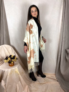 Naturally dyed cashmere scarf with Maple leaves and Tulip petals