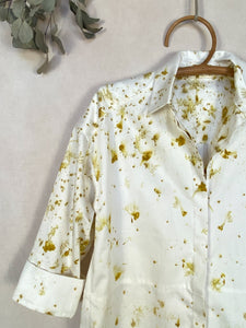 Hand dyed cotton oversize  blouse/shirt - Marigolds Ecoprint Natural
