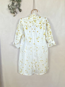 Hand dyed cotton oversize  blouse/shirt - Marigolds Ecoprint Natural