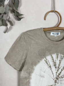 Hand dyed T-shirt - Grey Shibori Natural