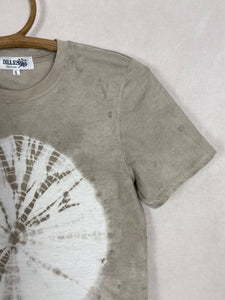 Hand dyed T-shirt - Grey Shibori Natural