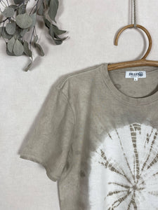 Hand dyed T-shirt - Grey Shibori Natural