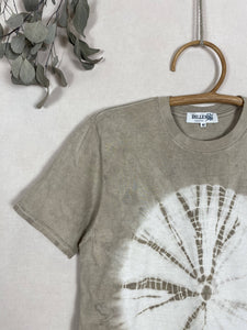 Hand dyed T-shirt - Grey Shibori Natural