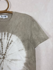 Hand dyed T-shirt - Grey Shibori Natural