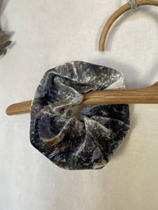 Naturally dyed Silk Velvet Scrunchy - Dark Blue Magic