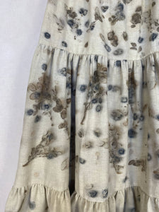 Naturally dyed pure linen skirt - Blueberries Ecoprint Natural