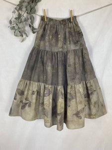 Naturally dyed pure linen skirt - Peonies Ecoprint Natural