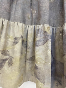 Naturally dyed pure linen skirt - Peonies Ecoprint Natural