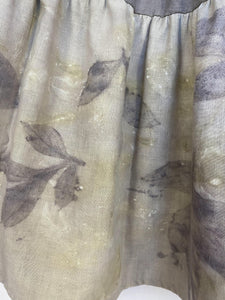 Naturally dyed pure linen skirt - Peonies Ecoprint Natural