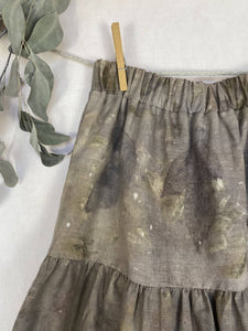 Naturally dyed pure linen skirt - Peonies Ecoprint Natural
